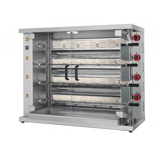 Rôtissoire industrielle à rayons infrarouge, avec brûleur à gaz, 4 broches, modèle DESIN 4, 24 poulets