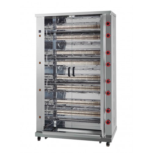 Rôtissoire multi-rotatif avec brûleur a gaz, 16 broches, modèle M4, 80/96 poulets Rôtissoire multi-rotatif avec brûleur a gaz, 16 broches, modèle M4, 80/96 poulets