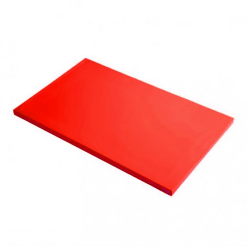 Plaque de découpe rouge polyéthylène alimentaire sans rigole ni patin antidérapant L 400 mm Plaque de découpe rouge polyéthylène alimentaire sans rigole ni patin antidérapant L 400 mm