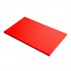 Plaque de découpe rouge polyéthylène alimentaire sans rigole ni patin antidérapant L 400 mm