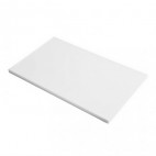 Plaque de découpe blanc polyéthylène alimentaire sans rigole ni patin antidérapant L 400 mm