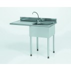 Plonge soudée pour lave-vaisselle encastré 1 bac à droite 1 égouttoir à gauche L 1200 x l 700 x H 900 mm