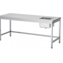 Table du chef soudée, centrale, avec bac à droite, P 700 mm
