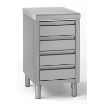 Meuble 4 tiroirs avec bac GN 1/1 100 mm, en inox
