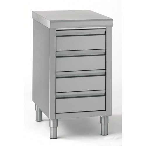 Meuble inox 4 tiroirs avec bac GN 1/1 100 mm Meuble inox 4 tiroirs avec bac GN 1/1 100 mm