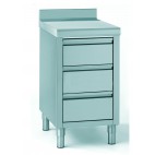 Meuble 3 tiroirs avec bac GN 1/1 100 mm, inox + 1 tirette
