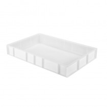 Bac gerbable pour pâte à pizza, blanc, parois pleines, profondeur 400 mm