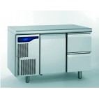Meuble réfrigéré gastronorme avec groupe en acier inoxydable froid positif 1 porte + 2 tiroirs 698 W