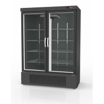 Armoire négative, 2 portes vitrées, -20°C/-15°C, 1201 L, extérieur et intérieur noir