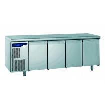 Meuble réfrigéré euronorme avec groupe, en acier inoxydable, froid positif, 4 portes, 1170 W