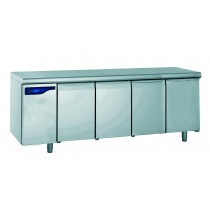 Meuble réfrigéré gastronorme sans groupe, en acier inoxydable, froid positif, 4 portes, 1170 W