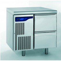 Meuble réfrigéré gastronorme avec groupe, en acier inoxydable, froid positif, 2 tiroirs hauteur 210 mm, 598 W