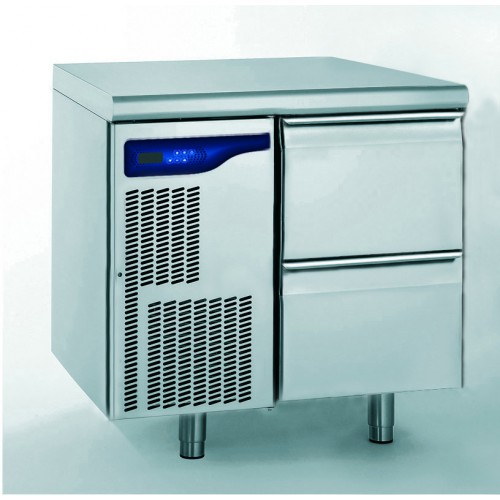 Meuble réfrigéré gastronorme avec groupe en acier inoxydable froid positif 2 tiroirs hauteur 210 mm 598 W