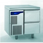 Meuble réfrigéré gastronorme avec groupe, en acier inoxydable, froid positif, 2 tiroirs hauteur 210 mm, 598 W
