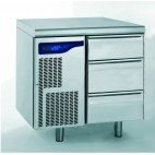 Meuble réfrigéré gastronorme avec groupe, en acier inoxydable, froid positif, 3 tiroirs hauteur 105 mm, 598 W