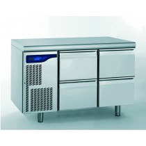 Meuble réfrigéré gastronorme avec groupe, en acier inoxydable, froid positif, 2 x 2 tiroirs hauteur 210 mm, 698 W