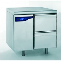 Meuble réfrigéré gastronorme sans groupe, en acier inoxydable, froid positif, 2 tiroirs hauteur 210 mm, 598 W