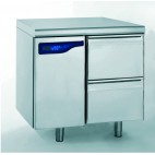 Meuble réfrigéré gastronorme sans groupe, en acier inoxydable, froid positif, 2 tiroirs hauteur 210 mm, 598 W