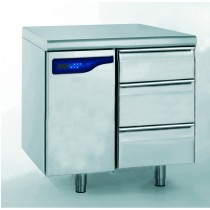 Meuble réfrigéré gastronorme sans groupe, en acier inoxydable, froid positif, 3 tiroirs hauteur 105 mm, 598 W