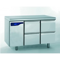 Meuble réfrigéré gastronorme sans groupe, en acier inoxydable, froid positif, 2 x 2 tiroirs hauteur 210 mm, 698 W