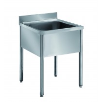 Plonge démontable sur pieds ronds sans étagère, inox ferritique, 1 bac au centre, profondeur 700 mm