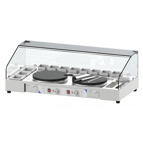 Plan de travail double pour crêpière en acier inoxydable 5400 W Plan de travail double pour crêpière en acier inoxydable 5400 W