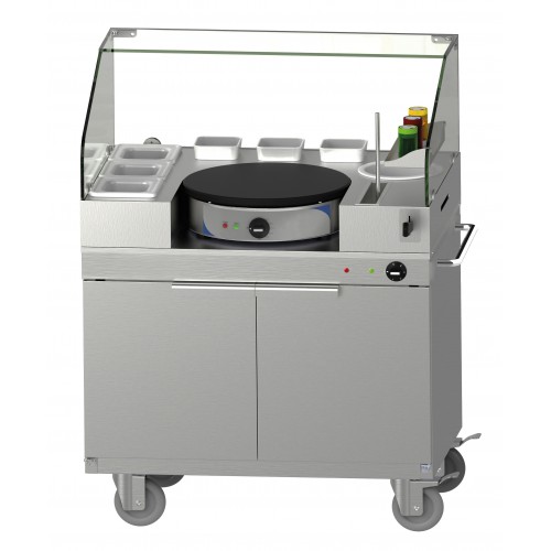 Chariot À Crêpes Avec Crêpière 40 Amovible en acier inoxydable 2700 W + 750 W Chariot À Crêpes Avec Crêpière 40 Amovible en acier inoxydable 2700 W + 750 W