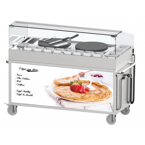 Chariot à crêpières double 40 encastrée en acier inoxydable 5400 W + 28 W Chariot à crêpières double 40 encastrée en acier inoxydable 5400 W + 28 W