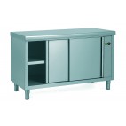 Meuble à dosseret à portes coulissantes sur 1 face avec intérieur chauffant profondeur 700 mm 2050 W