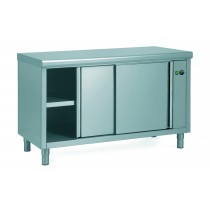 Meuble à dosseret à portes coulissantes sur 1 face avec intérieur chauffant profondeur 700 mm 2050 W
