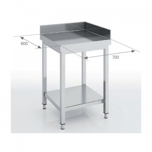 Table d'angle, adossée, Inox AISI-304 18/10 satiné, série 600 Table d'angle, adossée, Inox AISI-304 18/10 satiné, série 600