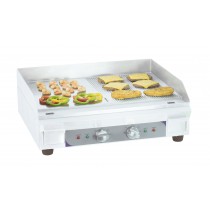 Plaque à snacker électrique premium lisse - rainurée en inox 3600 W