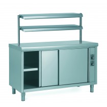 Etagère 2 niveaux avec niveau inférieur halogène pour meubles chauffants en inox hauteur 630 mm