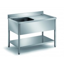 Plonge démontable sur pieds ronds avec étagère inox AISI 304 1 bac profondeur 600 mm longueur 1000 mm