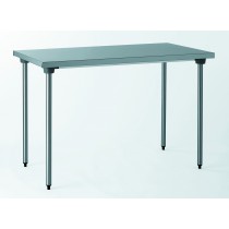 Table sur piétement en acier inoxydable, centrales avec étagère, largeur 700 mm