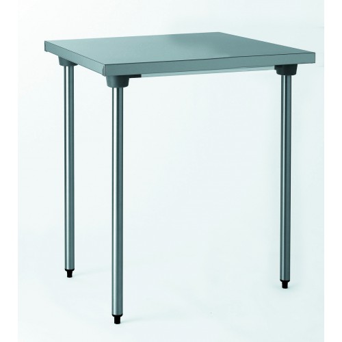Table sur piétement en acier inoxydable, centrale avec étagère, L 700 mm Table sur piétement en acier inoxydable, centrale avec étagère, L 700 mm