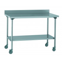 Table sur roues en acier inoxydable, centrale, largeur 700 mm