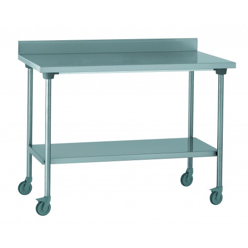 Table sur roues en acier inoxydable centrale largeur 700 mm Table sur roues en acier inoxydable centrale largeur 700 mm