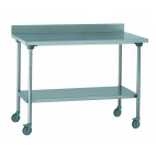 Table sur roues en acier inoxydable, centrale, largeur 700 mm
