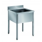 Plonge démontable sur pieds ronds sans étagère inox AISI 304 L 700 mm 1 bac au centre