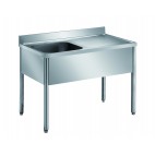 Plonge démontable sur pieds ronds sans étagère inox AISI 304 1 bac profondeur 700 mm longueur 1000 mm