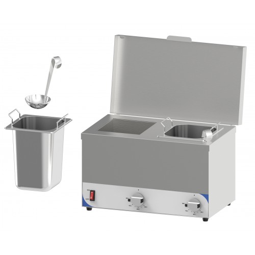 Bain Marie à sauce compact 2 cuves en acier inoxydable 400 W Bain Marie à sauce compact 2 cuves en acier inoxydable 400 W