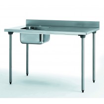 Table du chef sans robinet, à dosseret, avec bac à gauche, largeur 700 mm