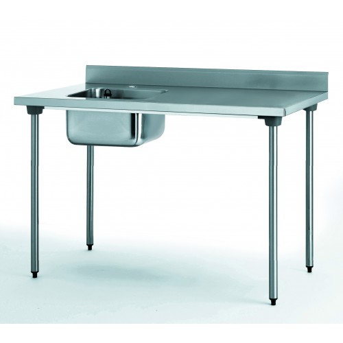 Table du chef sans robinet à dosseret avec bac à gauche largeur 700 mm Table du chef sans robinet à dosseret avec bac à gauche largeur 700 mm