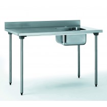Table du chef sans robinet, à dosseret, bac à droite, largeur 700 mm