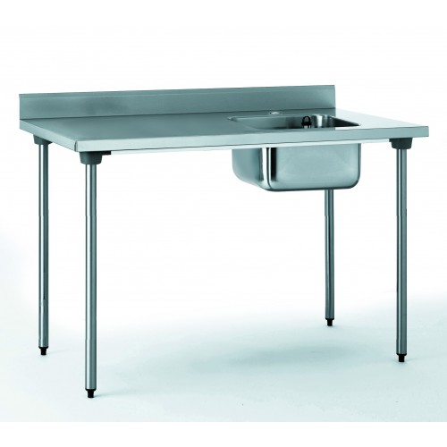 Table du chef sans robinet à dosseret bac à droite largeur 700 mm Table du chef sans robinet à dosseret bac à droite largeur 700 mm
