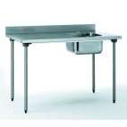 Table du chef sans robinet, à dosseret, bac à droite, largeur 700 mm