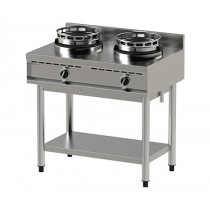 Wok gaz série 600 ECO, 2 brûleurs, 2 x 13 kW, acier inoxydable AISI 304