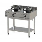 Wok gaz série 600 ECO, 2 brûleurs, 2 x 13 kW, acier inoxydable AISI 304