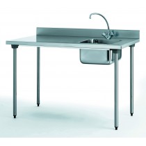 Table du chef avec robinet, à dosseret, avec bac à droite, largeur 700 mm